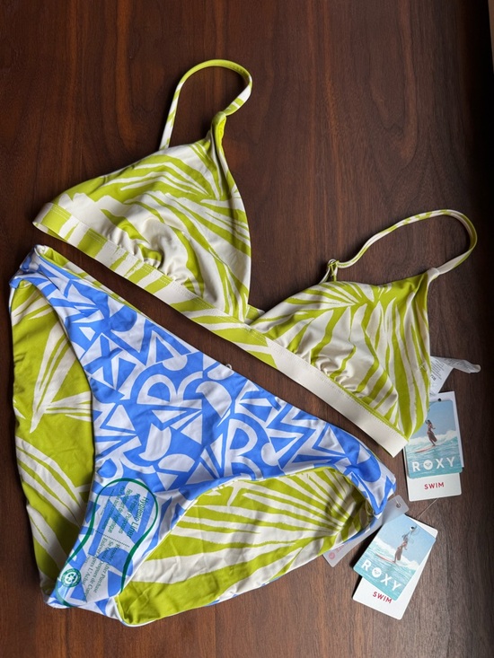 Roxy Blue & Lime Reversible Bikini Set - Picture 2 of 4